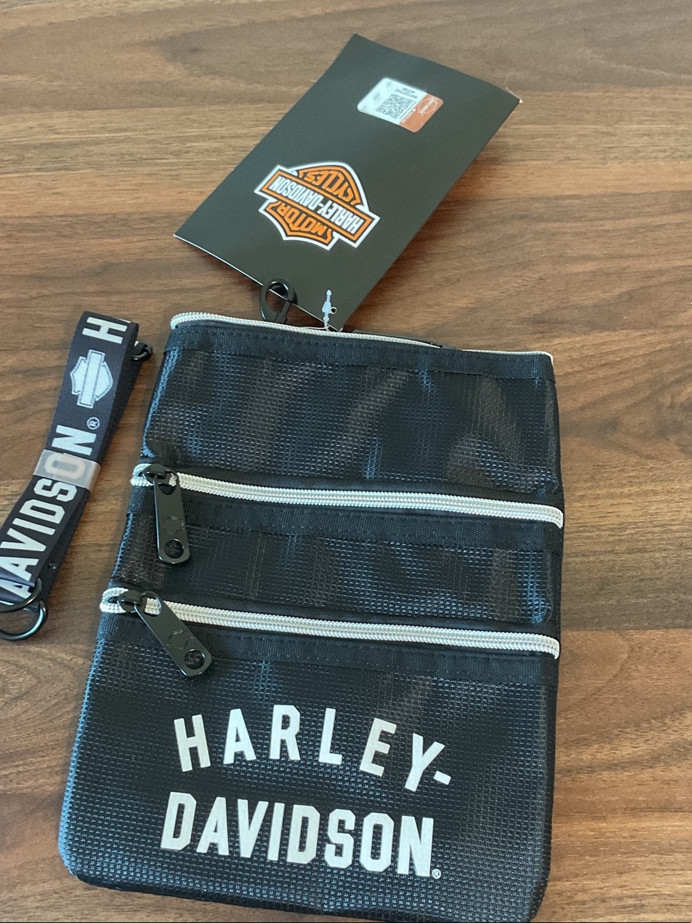 Harley-Davidson Black Crossbody sling  Bag with White Zippers